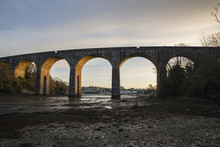 Coombe Viaduct In Saltash Cornwall Spans An Inlet Of The Tamar River On The Great Western Railway, Uk