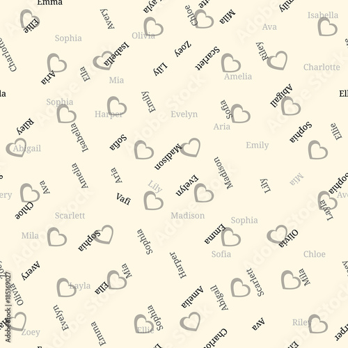 Cuadros en Lienzo Seamless background pattern with girl name