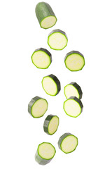 Sticker - Falling courgettes isolated on white