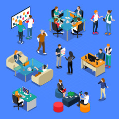 Wall Mural - People Coworking Isometric Set