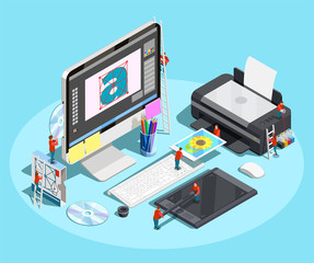 Graphic Designer Workspace Concept