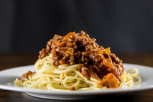 Italian Spaghetti With Bolognese Meat Sauce