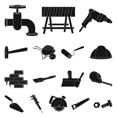 Wall Mural - Building and architecture black icons in set collection for design. Construction and Institution vector symbol stock web illustration.