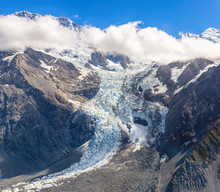 Aerial View Of Fox Glacier From Helicopter, New Zealand
