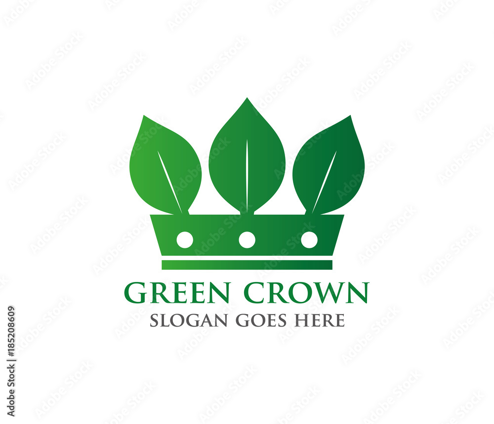 nature herbal king crown organic leaf vector logo design Stock Vector ...
