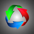 Blue Green Red recycle arrows, recycle simbol, vector
