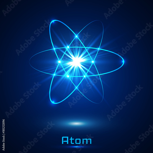 Cuadros en Lienzo Vector shining neon lights atom model