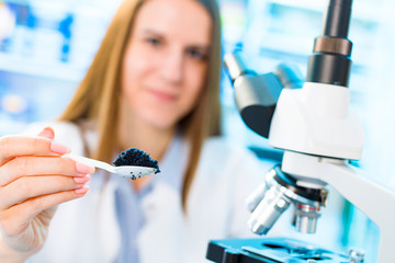 Canvas Print - Fish caviar research in laboratory. Food Processing and Quality Control Fish