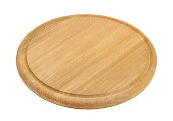 wooden board for kitchen utensils on white background