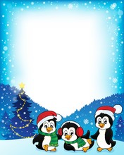 Christmas Penguins Thematic Frame 1