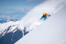 A Male Skier Does Off-piste Skiing In Fresh Powder Snow In The Sportgastein Ski Area In Austria.
