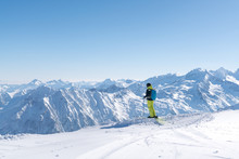 Freeride Skier Is Enjoying The Beautiful Mountain Landscape In The Sportgastein Ski Area In Austria.