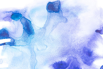 Sticker - Abstract painting with blue watercolour paint spots on white