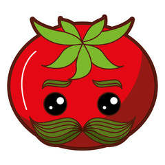 Poster - fresh tomato with mustache kawaii character vector illustration design