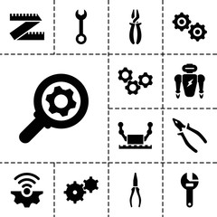 Wall Mural - Mechanical icons. set of 13 editable filled mechanical icons