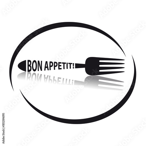 Fotografie, Obraz Fork Icon Bon Appetit - Circular Restaurant Symbol