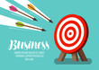 Target and flying arrows. Business concept. Vector illustration