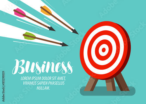 Fotografía Target and flying arrows. Business concept. Vector illustration