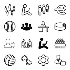 Sticker - Team icons. set of 16 editable outline team icons