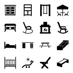 Sticker - Furniture icons. set of 16 editable filled furniture icons