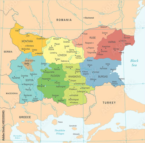 Fotomural Bulgaria Map - Detailed Vector Illustration