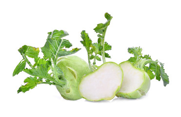 Canvas Print - fresh kohlrabi with drop of water isolated on white background