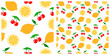 Fresh fruits seamless pattern on transparent background