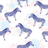 Fototapeta Dinusie - Sketch Seamless pattern with wild animal zebra print, silhouette on white background. Vector illustrations. Wild African animals.