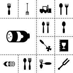 Fork icons. set of 13 editable filled fork icons