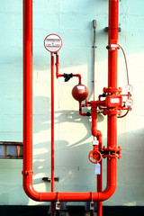 red pipe Fire extinguisher side wall in factory