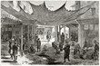 Ancient greek urban context with people living on a narrow street. The Agora Athens. Created by Proust published on Le Tour du Monde Paris 1862