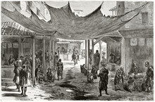 Ancient Greek Urban Context With People Living On A Narrow Street. The Agora Athens. Created By Proust Published On Le Tour Du Monde Paris 1862