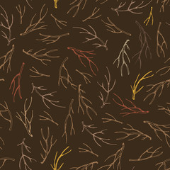 Seamless tree branch pattern hand drawn design