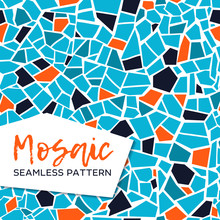 Bright Abstract Mosaic Seamless Pattern. Vector Background. Endless Texture. Ceramic Tile Fragments.