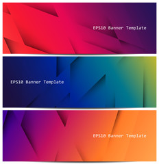 Wall Mural - Set of Vector Colorful Banner Templates. Abstract Three Dimensional Texture with Gradient Effect. Modern Background Design. 