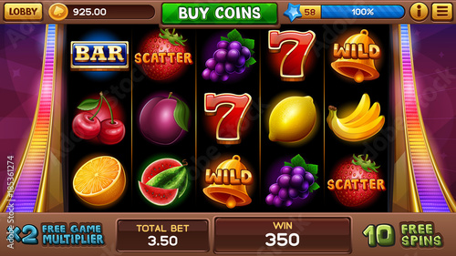 Fotomural Free games screen for slots game. Vector illustration