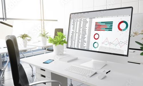 Obraz na PCV computer office financial planning accounting report
