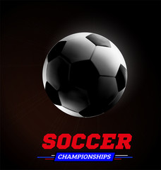 Wall Mural - Soccer or football ball in the backlight on black background. Vector illustration