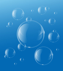 Soap or Water bubbles Drop Underwater on Light Blue background .vector design element EPS10 illustration