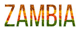 Fototapeta  - word zambia country is written with leaves on a white insulated background, a banner for printing, a creative developing country colored leaves zambia