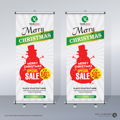Wall Mural - roll up banner merry christmas template design