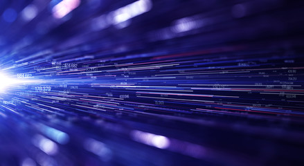 Poster - Transfer and storage of data sets/Data transmission channel. Motion of digital data flow. Transferring of big data
