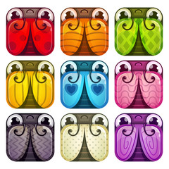 Sticker - Cute colorful glossy square bugs set.