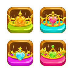 Wall Mural - Cartoon app icons with golden crowns