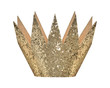 Gold glitter birthday crown isolated white
