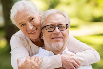 Sticker - portrait of happy senior couple at park