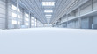 Abstract isolated factory and warehouse room background for industry 3D Rendering