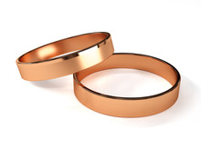 Rose Gold Wedding Rings Isolated On White 3d Illustration