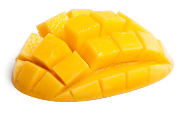 Wall Mural - Mango slice cut to cubes isolated