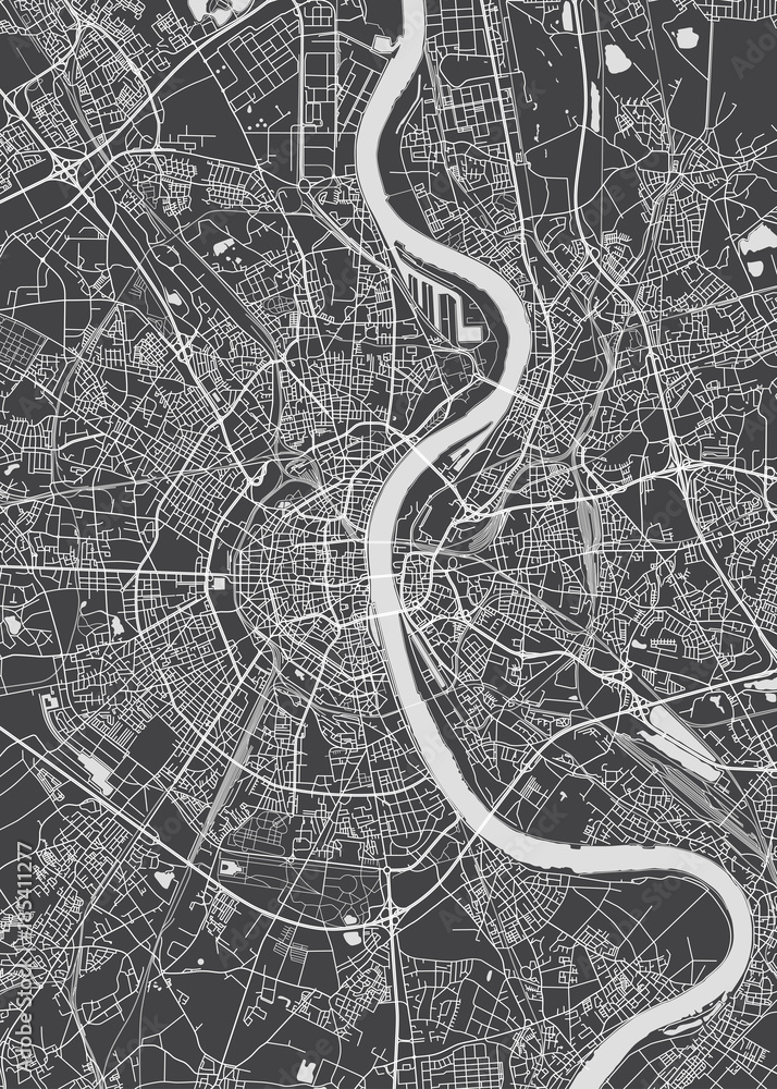 Cologne city plan, detailed vector map - obrazy, fototapety, plakaty 